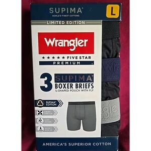 Wrangler Five‎ Star Premium 3 Supima Boxer Briefs Sz Large Limited Edition